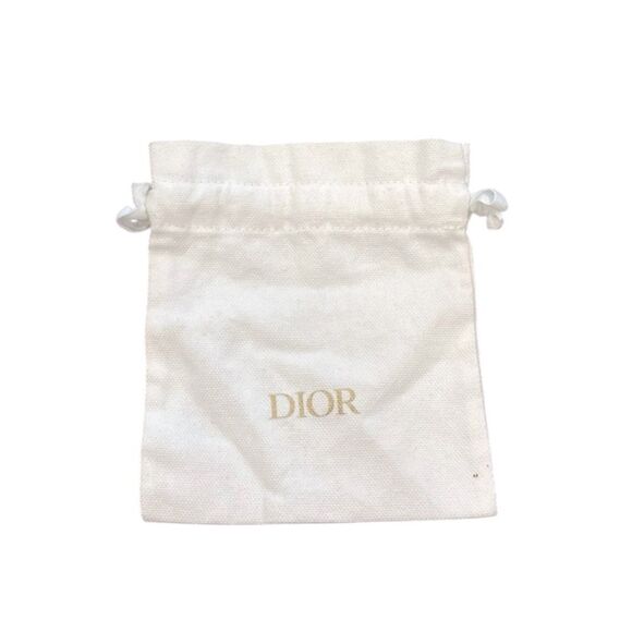 Dior White and Gold Canvas Drawstring Pouch - Picture 1 of 3